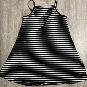 Horizontal striped tan top dress